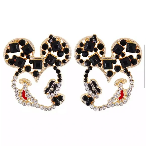Mickey Mouse Black Gemstone Earrings - Picture 2 of 3